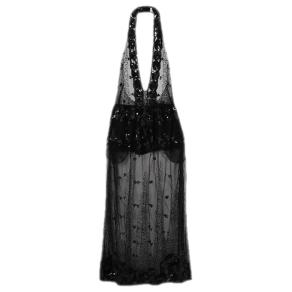 16ARLINGTON black, sheer, floor-length dress - Picture 1 of 4